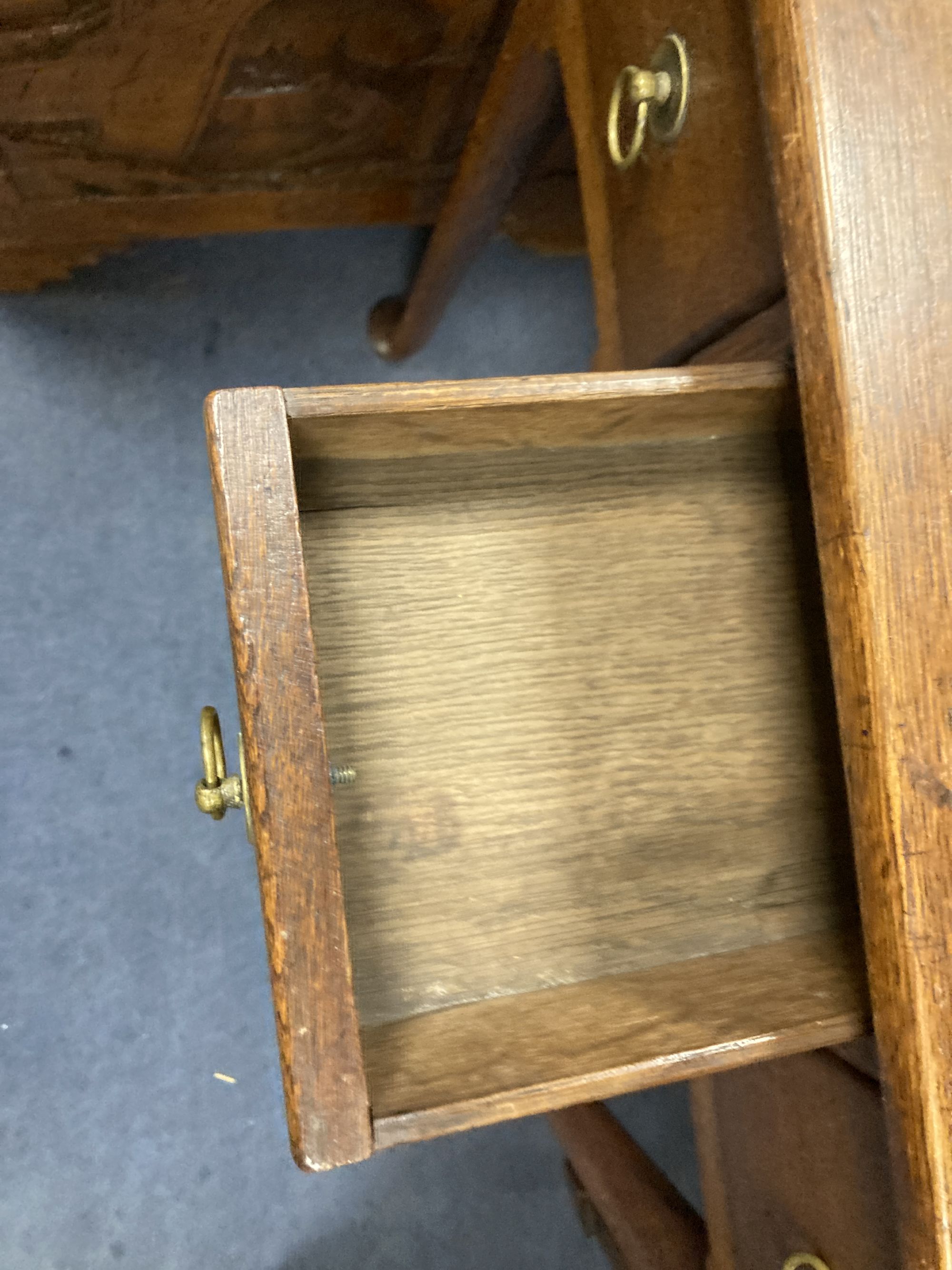 A small 19th century oak side table, width 33cm, depth 40cm, height 69cm